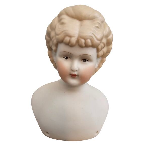 Reproduction Antique Style Hand Painted Parian Doll Head Voctorian - Picture 1 of 8